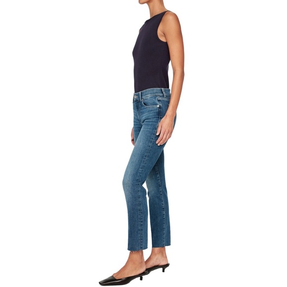 DL1961 Mara Straight Leg Mid Rise Ankle Blue Denim Jean with Instasculpt Size 27 - Picture 3 of 14